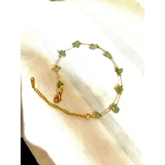 light green chain bracelet elegant thin free people statement gold boho dainty - Picture 3 of 4